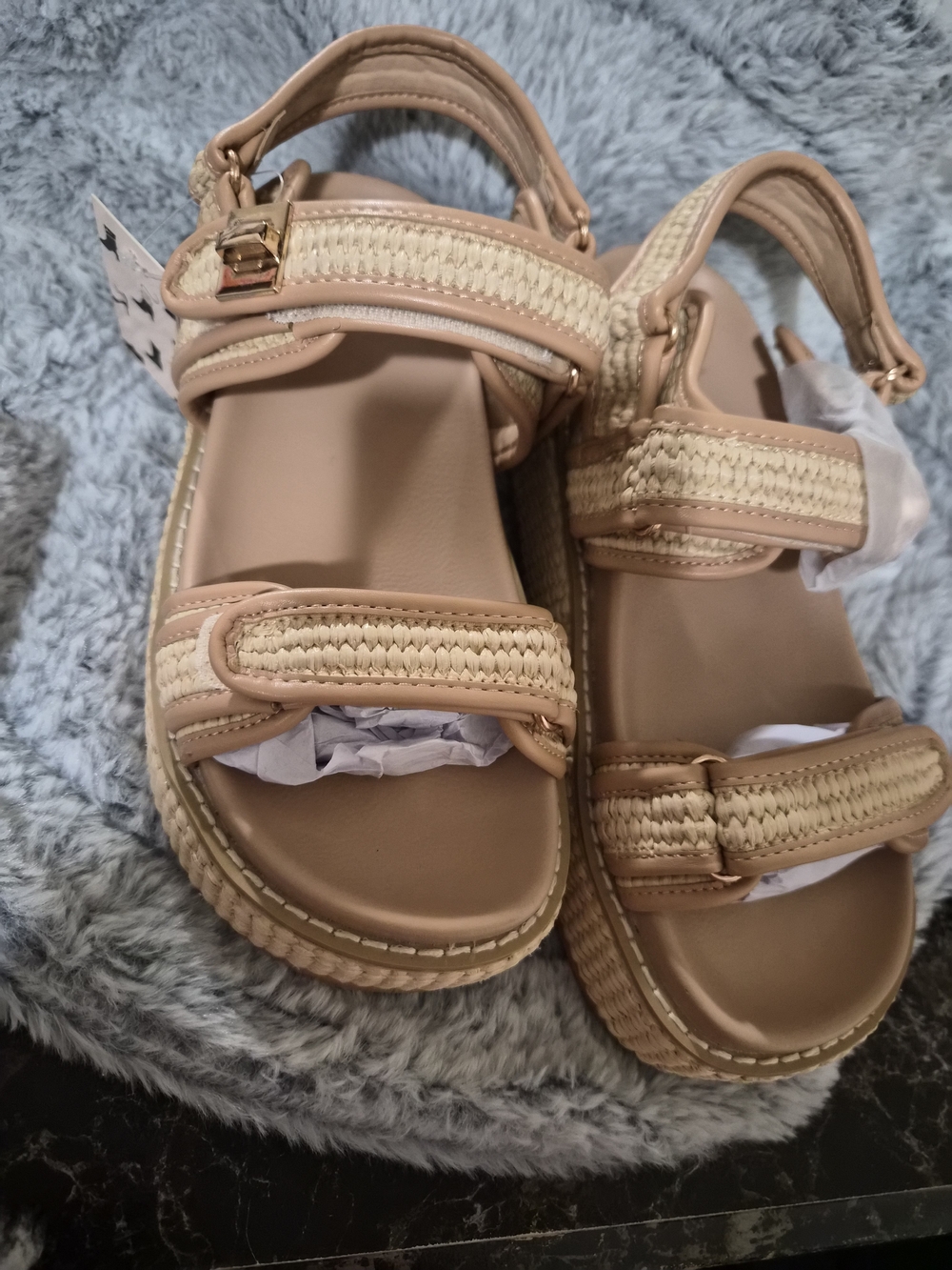 Women’s Neutral Tan Braided-Strap Platform Sandals